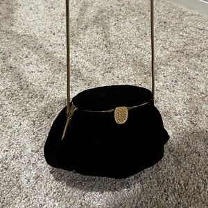 Walborg Black Velvet Clutch with Gold Accents